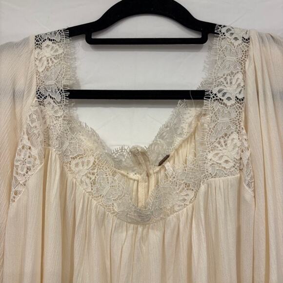 Free People Victorian Lace Tunic Top Size XL Blouse Boho Cottage Whimsygoth - Picture 4 of 10